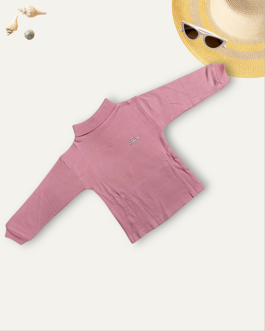 GIRLS BASIC HIGH NECK TOP (PEACH) (0-10 YEARS)