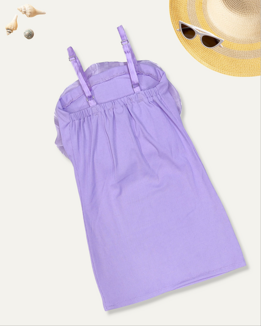 GIRLS 3D ROSE DRESSS (LILAC) (3-12 YEARS)