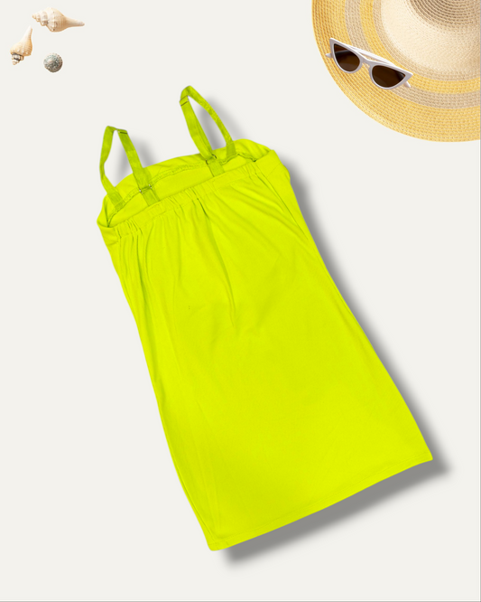 GIRLS 3D ROSE DRESS (NEON GREEN) (3-12 YEARS)