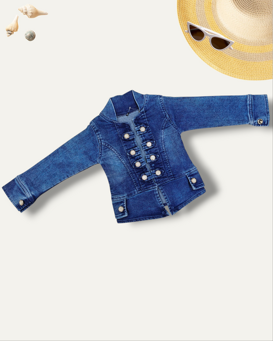 GIRLS STYLISH DENIM JACKET (BLUE) (4-12 YEARS)