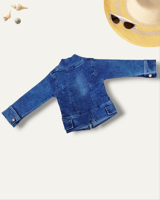 GIRLS STYLISH DENIM JACKET (BLUE) (4-12 YEARS)