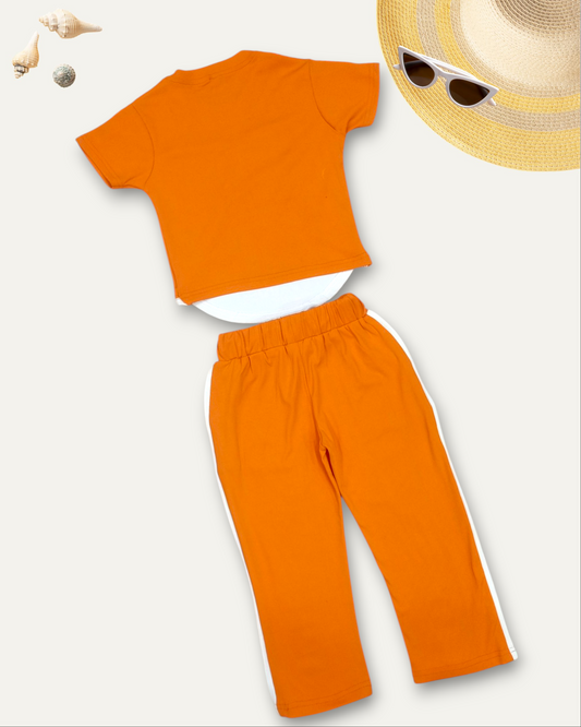 GIRLS BUNNY LABUBU CO-ORD SET (ORANGE) (4-12 YEARS)