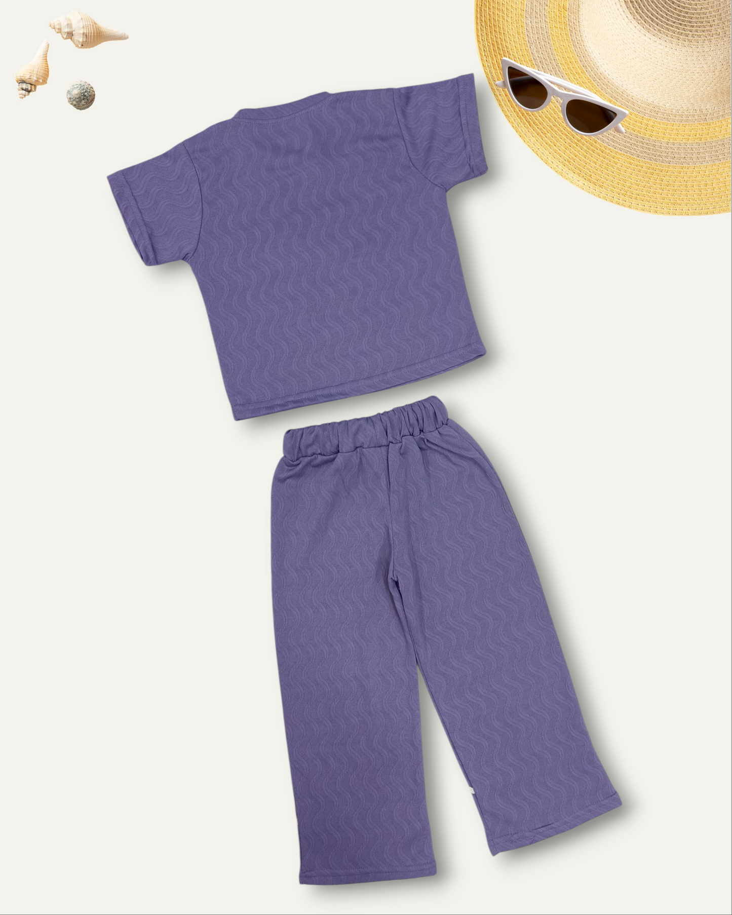 GIRLS BUTTERFLY STYLE TEXTURED CO-ORD SET (PURPLE) (4-12 YEARS)
