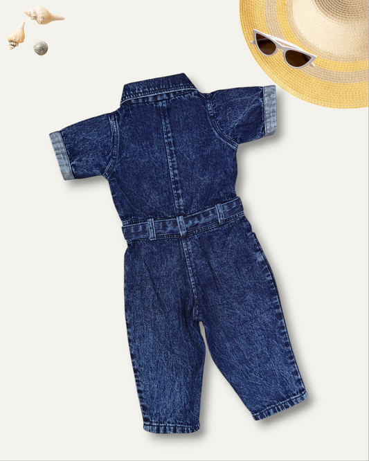 GIRLS DENIM DX BLUE JUMPSUIT WITH WAIST BELT (1-12 YEARS)