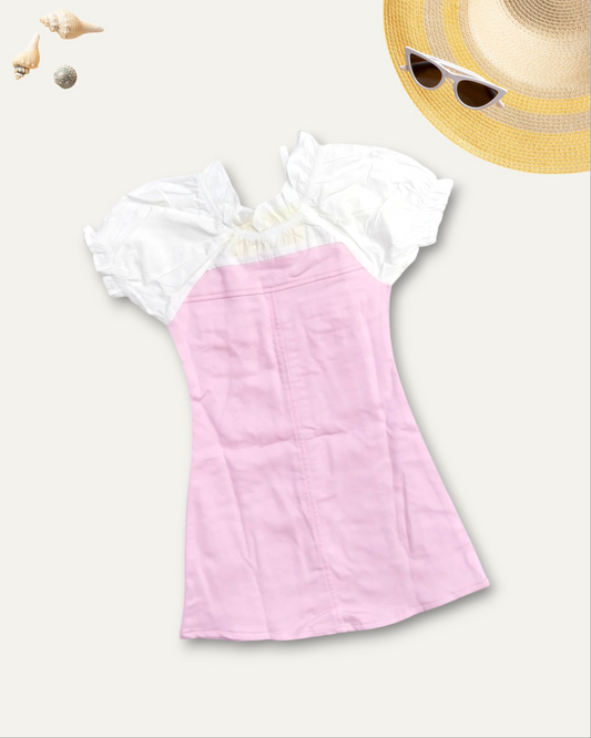 GIRLS SUMMER GLOW DRESS (BABY PINK)(4-12 YEARS)