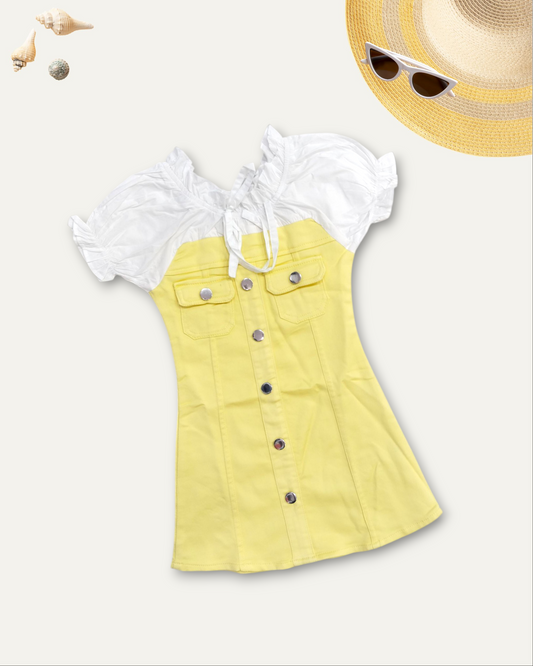 GIRLS SUMMER GLOW DRESS (YELLOW) (4-12 YEARS)