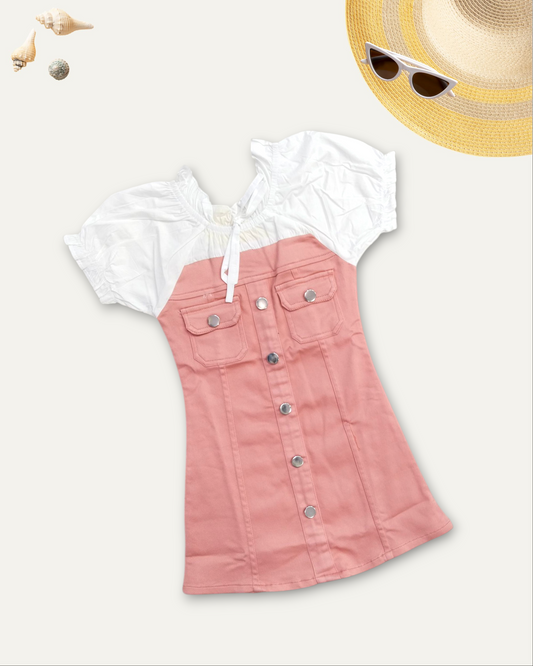 GIRLS SUMMER GLOW DRESS (PEACH) (4-12 YEARS)