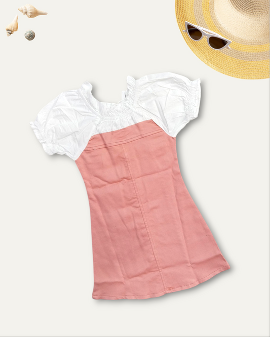GIRLS SUMMER GLOW DRESS (PEACH) (4-12 YEARS)