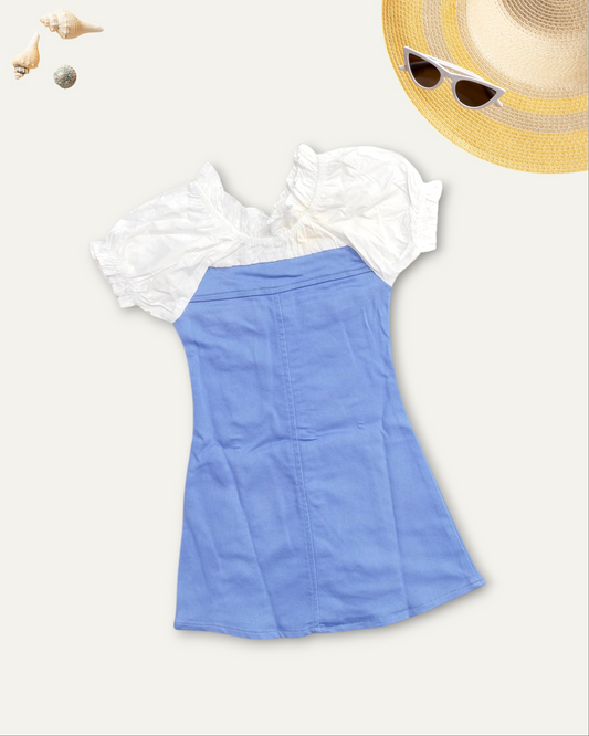 GIRLS SUMMER GLOW DRESSS (BLUE) (4-12 YEARS)