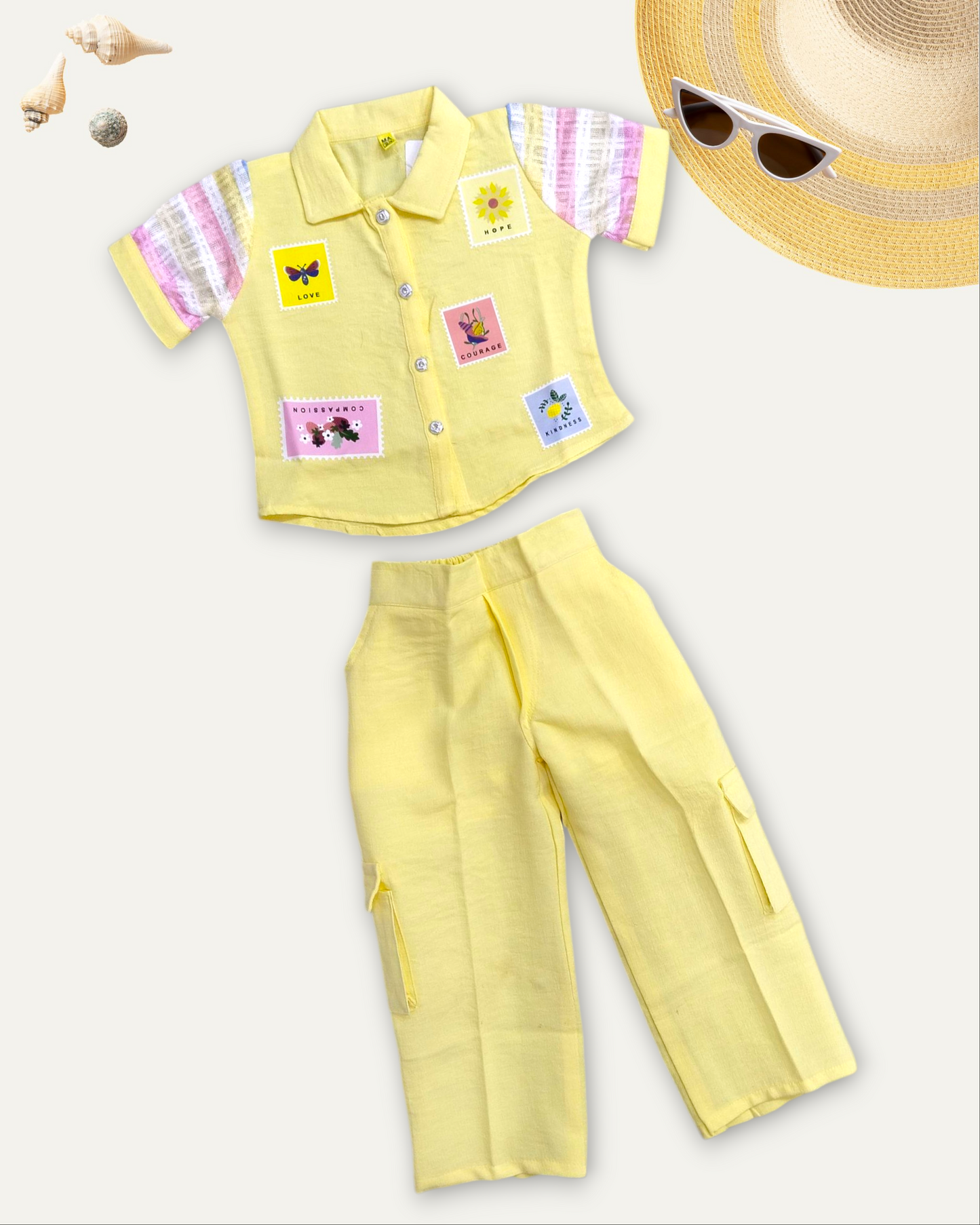 GIRLS PATCHWORK CHARM CO-ORD SET (YELLOW) (4-12 YEARS)