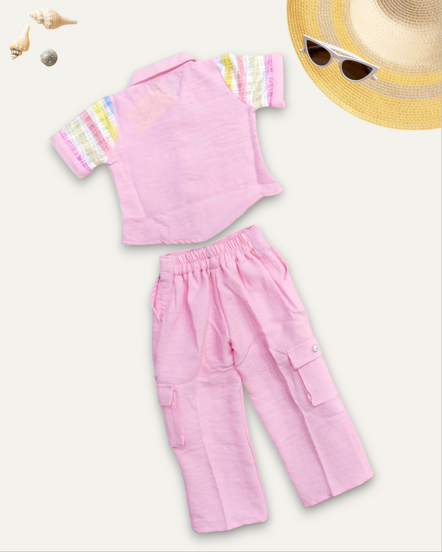 GIRLS PATCHWORK CHARM CO-ORD SET (PINK) (4-12 YEARS)