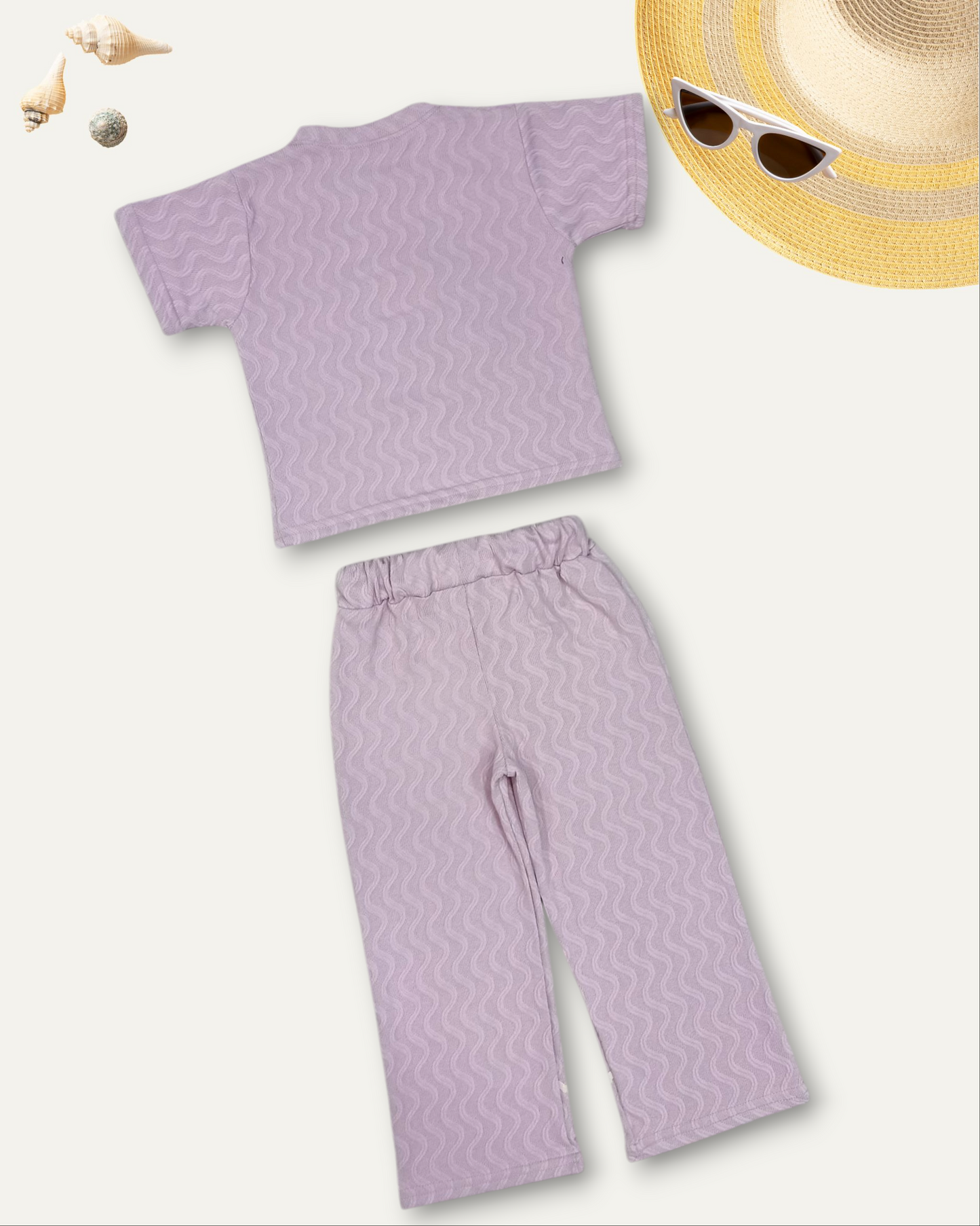 GIRLS BUTTERFLY STYLE TEXTURED CO-ORD SET (PINK) (4-12 YEARS)