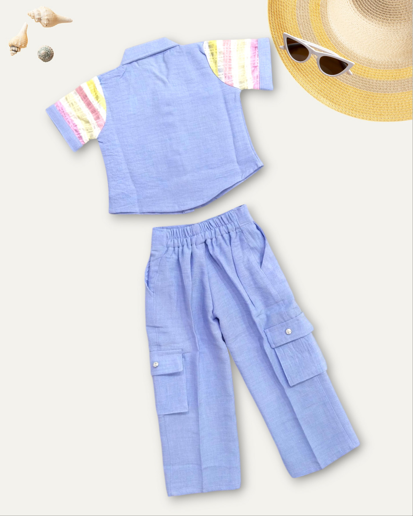 GIRLS PATCHWORK CHARM CO-ORD SET (BLUE) (4-12 YEARS)