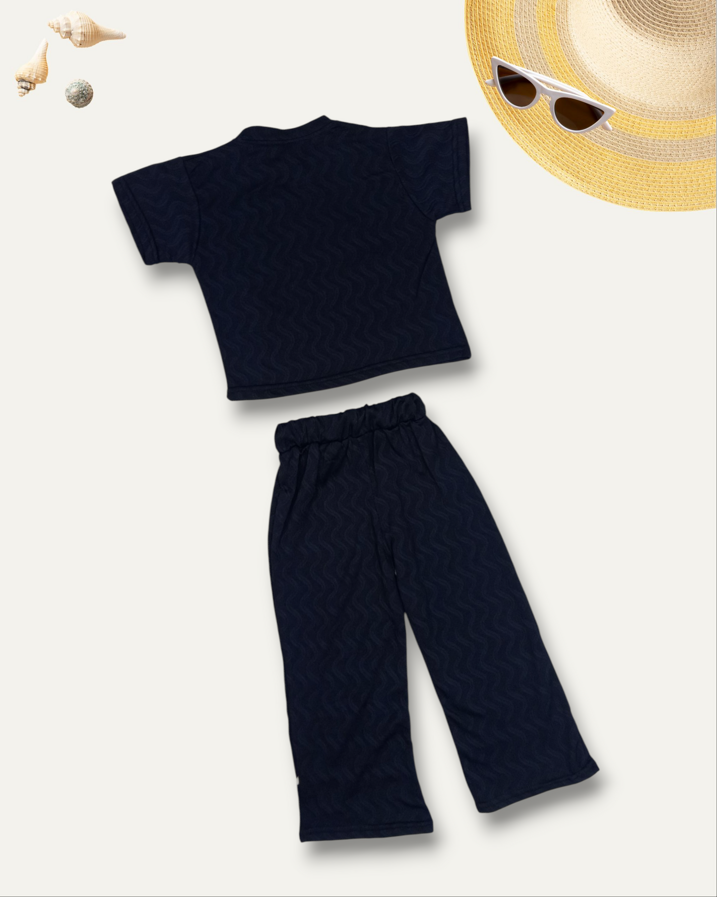 GIRLS BUTTERFLY STYLE TEXTURED CO-ORD SET (BLACK) (4-12 YEARS)