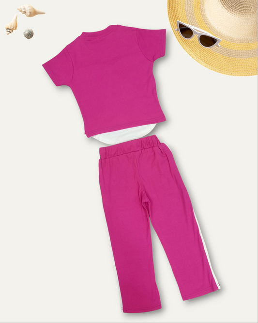 GIRLS BUNNY LABUBU CO-ORD SET (HOT PINK) (4-12 YEARS)