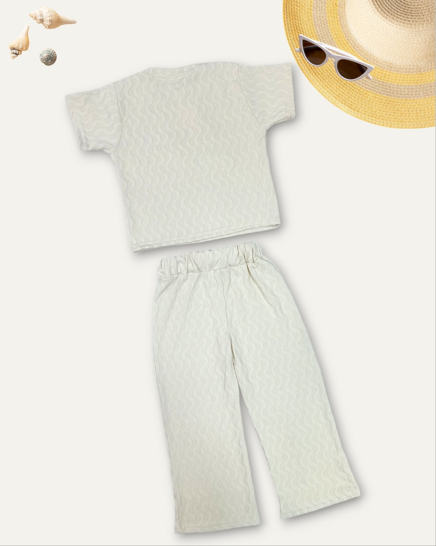 GIRLS BUTTERFLY STYLE TEXTURED CO-ORD SET (WHITE) (4-12 YEARS)