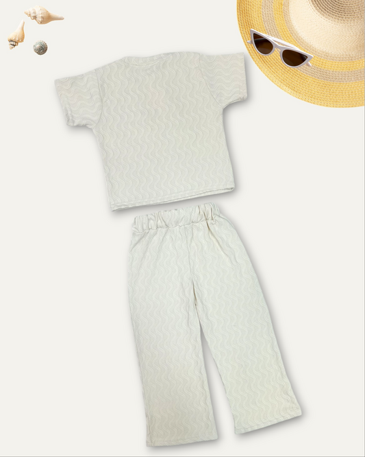 GIRLS BUTTERFLY STYLE TEXTURED CO-ORD SET (WHITE) (4-12 YEARS)