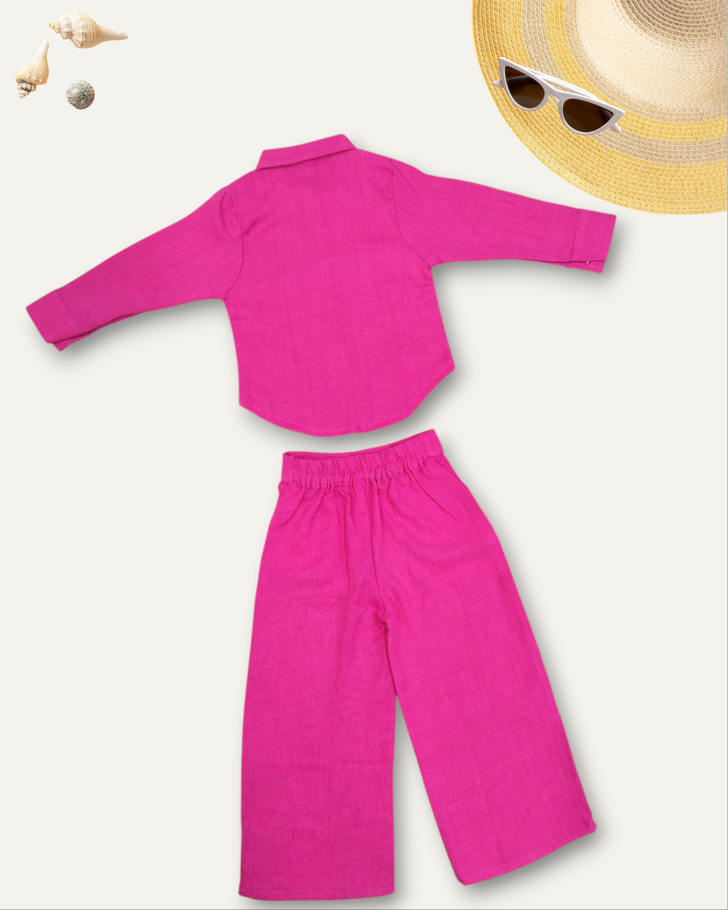 GIRLS ELEGANT ASSYMETRIC EMBROIDERED CO-ORD SET (PINK) (4-12 YEARS)