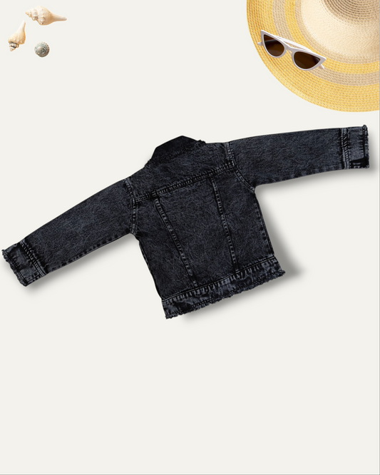 GIRLS DENIM JACKET (BLACK)(4-12 YEARS)