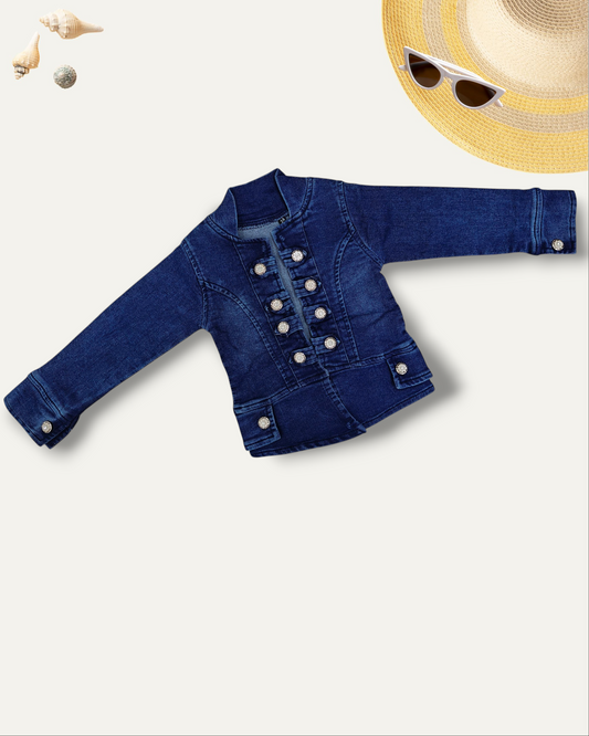 GIRLS STYLISH DENIM JACKET (DARK BLUE) (4-12 YEARS)