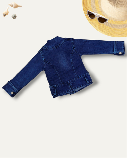 GIRLS STYLISH DENIM JACKET (DARK BLUE) (4-12 YEARS)