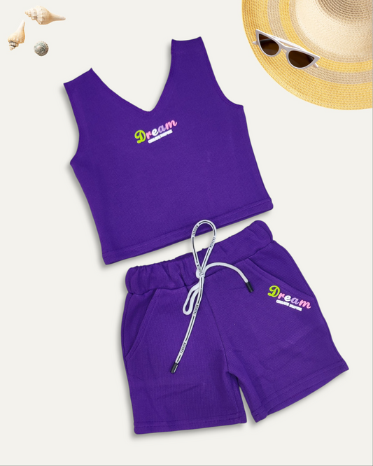 GIRLS RIBBED KNIT CO-ORD SET (4-12 YEARS) (PURPLE)