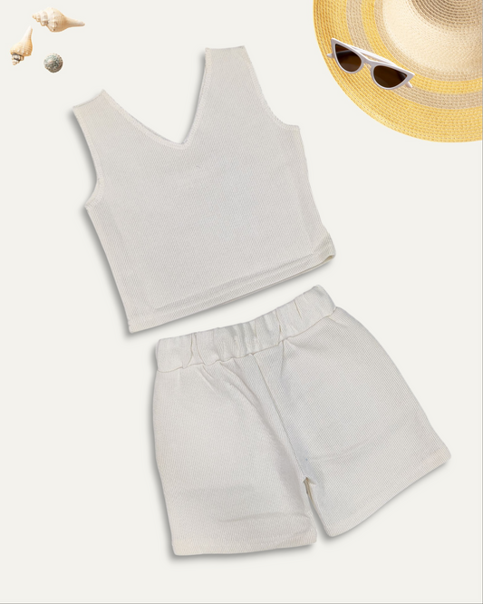 GIRLS RIBBED KNIT CO-ORD SET (4-12 YEARS) (OFF-WHITE)