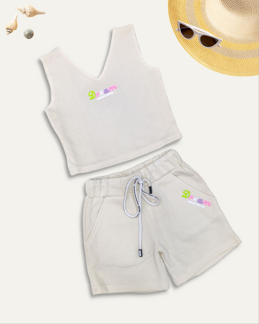 GIRLS RIBBED KNIT CO-ORD SET (4-12 YEARS) (OFF-WHITE)