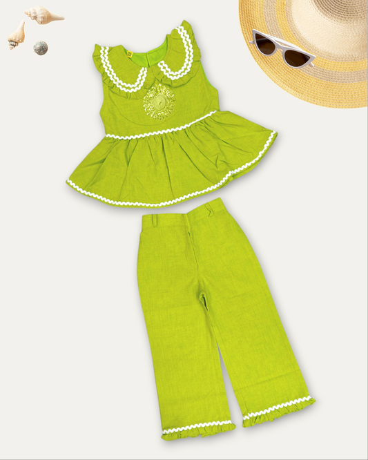 GIRLS RUFFLE SET (GREEN) (4-12 YEARS)