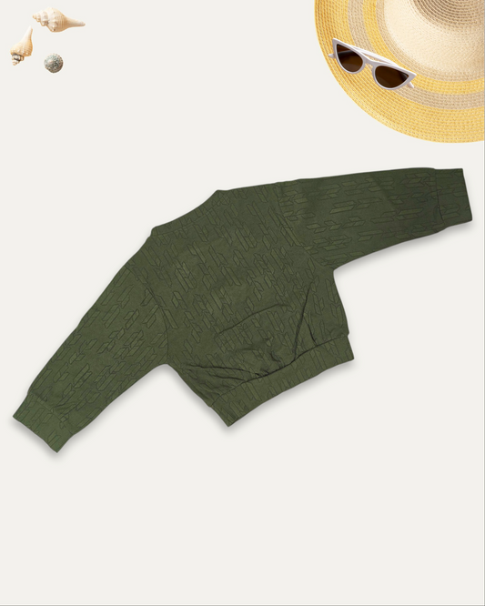 GIRLS SWEATSHIRT WITH 3D FLOWERS (DARK GREEN) (4-12 YEARS)