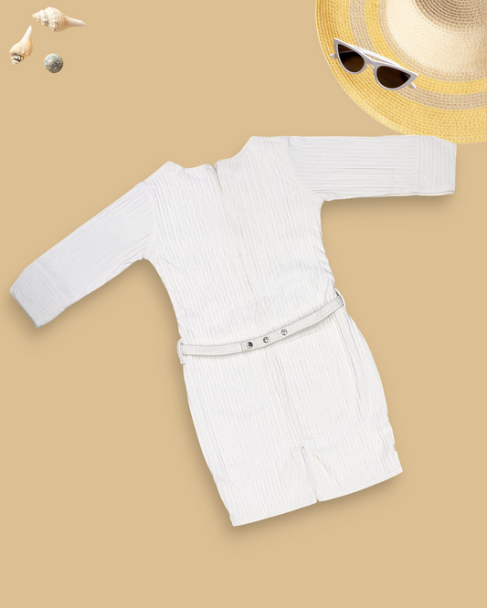 GIRLS TEXTURED FLOWER DRESS (WHITE) (4-12 YEARS)
