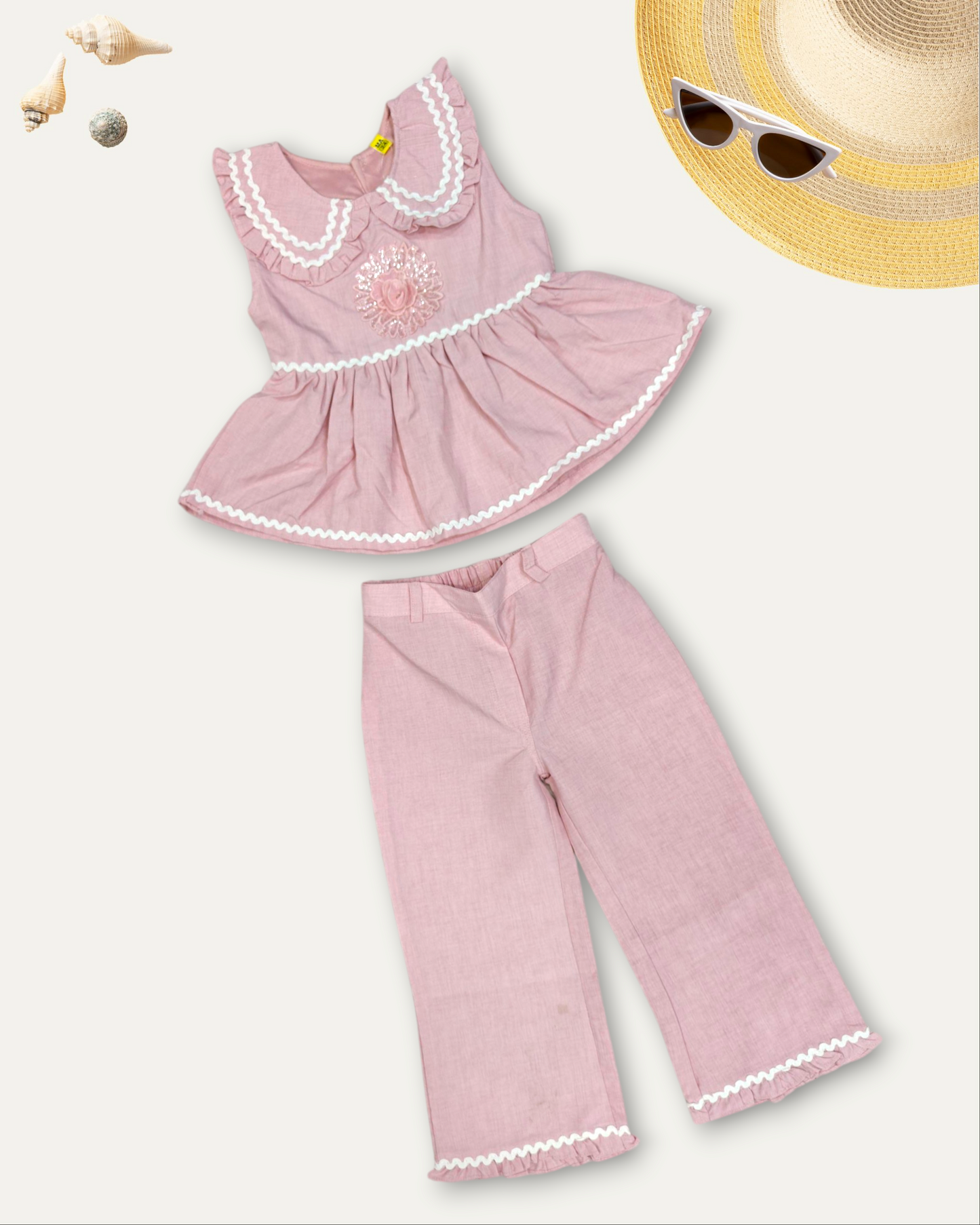 GIRLS RUFFLE SET (LIGHT PINK) (4-12 YEARS)