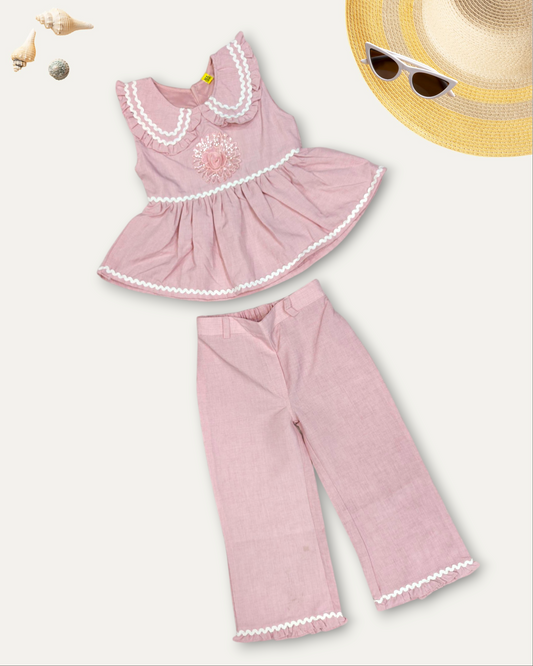 GIRLS RUFFLE SET (LIGHT PINK) (4-12 YEARS)