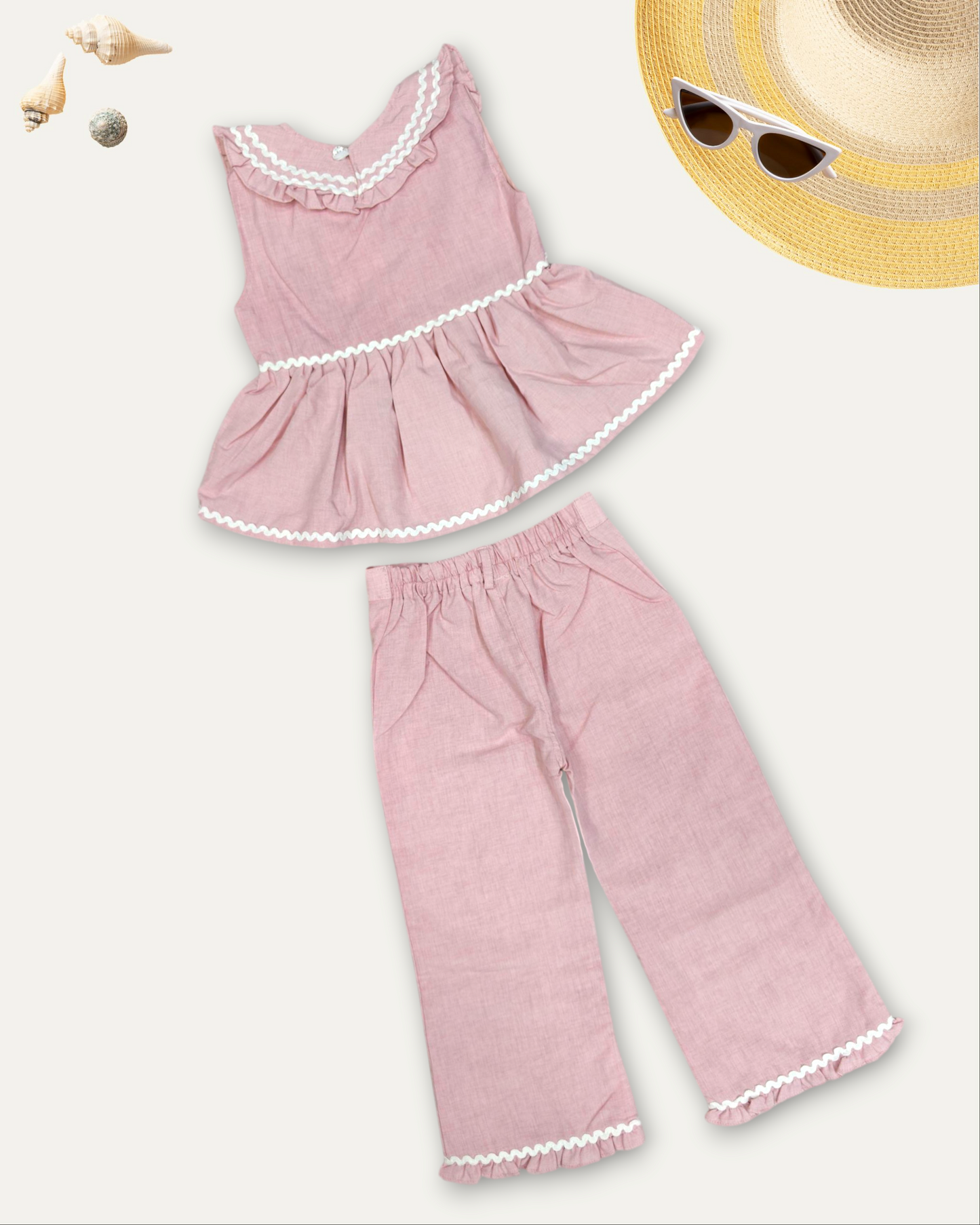 GIRLS RUFFLE SET (LIGHT PINK) (4-12 YEARS)