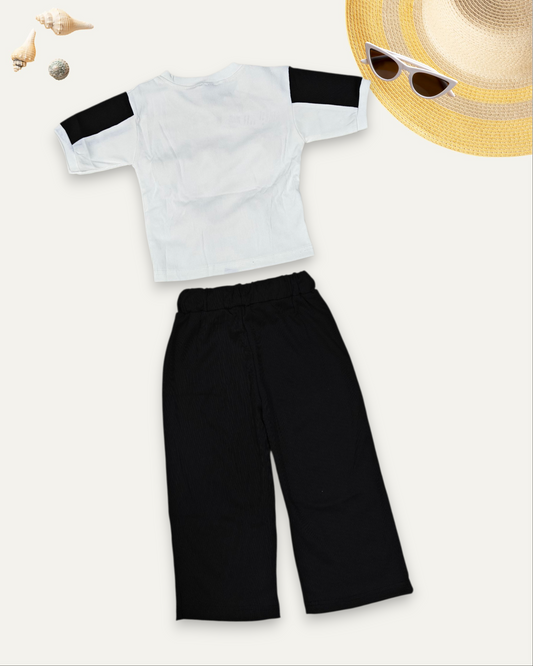 GIRLS HEART PATCH WORK CO-ORD SET (4-12 YEARS) (BLACK)