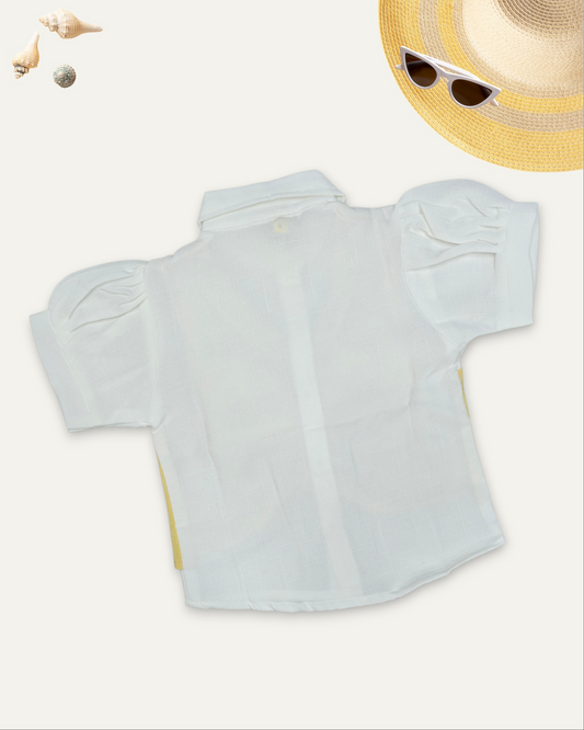 GIRLS STYLISH LAYERED BOW VEST TOP (4-12 YEARS) (YELLOW)