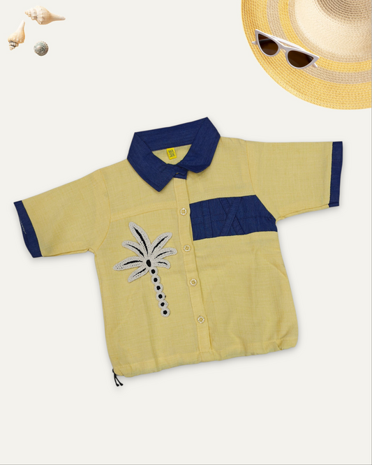 GIRLS TROPICAL CONTRAST SHIRT (YELLOW) (4-12 YEARS)