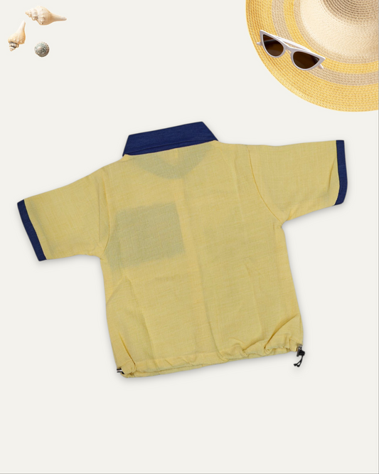 GIRLS TROPICAL CONTRAST SHIRT (YELLOW) (4-12 YEARS)