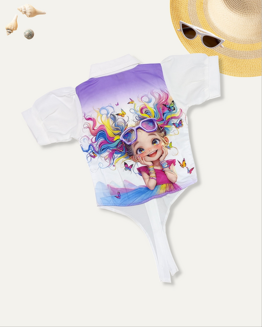 GIRLS PRINTED GRAPHIC CARTOON SHIRT (PURPLE) (2-12 YEARS)