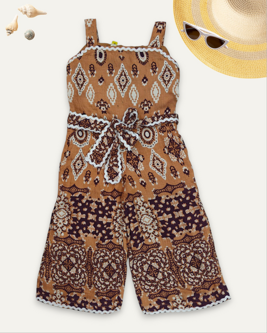 GIRLS BOHO PRINTED JUMPSUIT (1-8 YEARS) (ORANGE)
