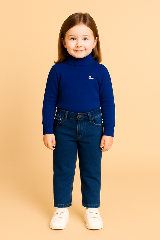 GIRLS BASIC HIGH NECK TOP (BLUE) (0-10 YEARS)